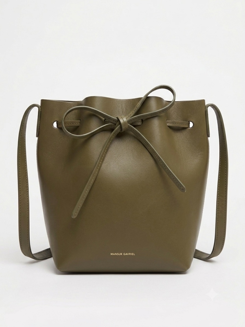 Mansur Gavriel Olive Leather Mini Bucket Bag